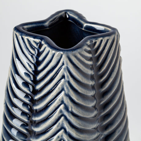Bashir II Large Dark Navy Gloss Ceramic Vase by Mercana at Eve Furniture