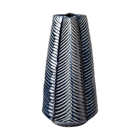 Bashir II Large Dark Navy Gloss Ceramic Vase by Mercana at Eve Furniture