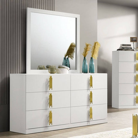 Basildon White/Gold 4-Piece Queen Bedroom Set by Furniture of America at Eve Furniture