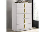 Basildon White/Gold 5-Piece Queen Bedroom Set by Furniture of America at Eve Furniture