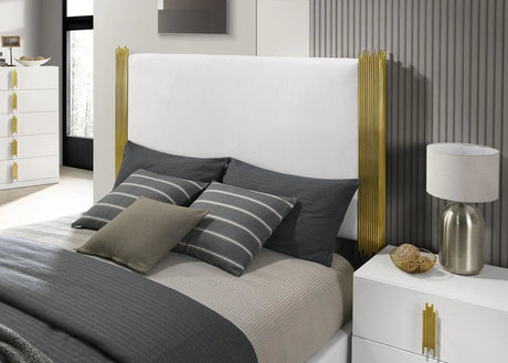 Basildon White/Gold, Dark Brown King Bed by Furniture of America at Eve Furniture