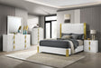 Basildon White/Gold, Dark Brown King Bed by Furniture of America at Eve Furniture