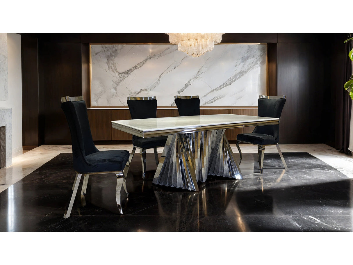 Basilicata Chrome Dining Table Only by Furniture of America at Eve Furniture