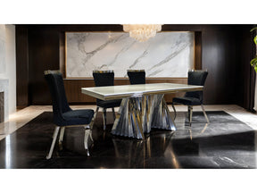 Basilicata Chrome Dining Table Only Only by Furniture of America at Eve Furniture