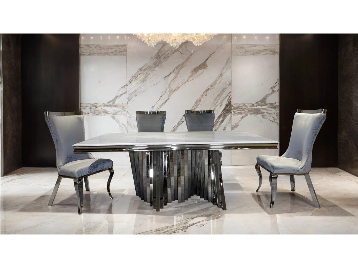 Basilicata Chrome/Gray 7-Piece Dining Set by Furniture of America at Eve Furniture