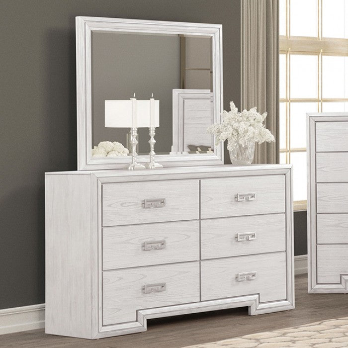 Basilone Rustic White 5-Piece Queen Bedroom Set by Furniture of America at Eve Furniture