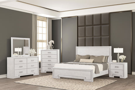 Basilone Rustic White 5-Piece Queen Bedroom Set by Furniture of America at Eve Furniture