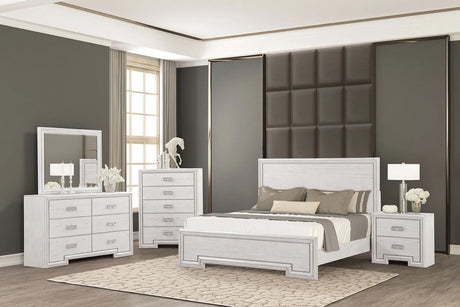 Basilone Rustic White 4-Piece Queen Bedroom Set by Furniture of America at Eve Furniture