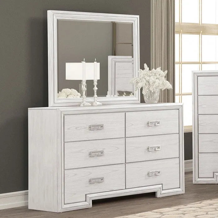 Basilone Rustic White 4-Piece Queen Bedroom Set by Furniture of America at Eve Furniture