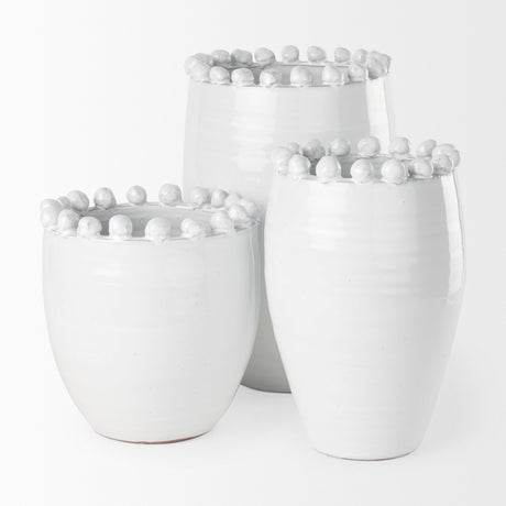Basin Large Off-White Glazed Vase by Mercana at Eve Furniture