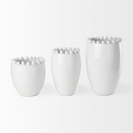 Basin Medium Off-White Glazed Vase by Mercana at Eve Furniture