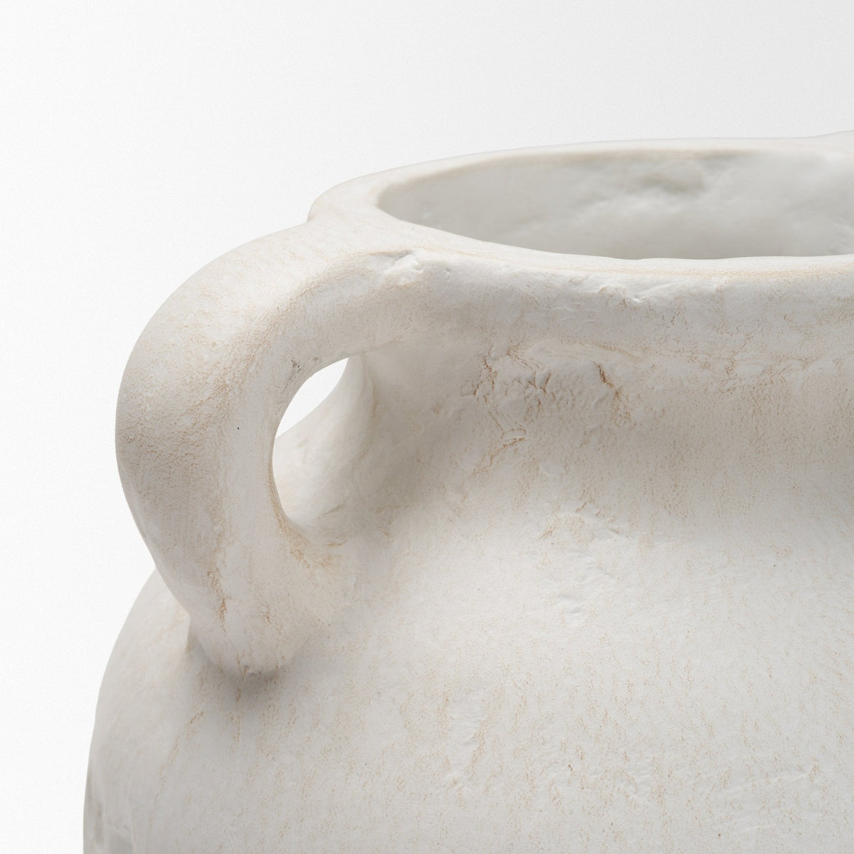 Basma White Scale Textured Ceramic Vase w/ Handles by Mercana at Eve Furniture