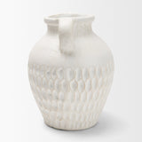 Basma White Scale Textured Ceramic Vase w/ Handles by Mercana at Eve Furniture