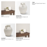 Basma White Scale Textured Ceramic Vase w/ Handles by Mercana at Eve Furniture