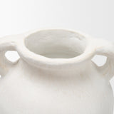 Basma White Scale Textured Ceramic Vase w/ Handles by Mercana at Eve Furniture