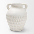 Basma White Scale Textured Ceramic Vase w/ Handles by Mercana at Eve Furniture