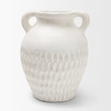 Basma White Scale Textured Ceramic Vase w/ Handles by Mercana at Eve Furniture