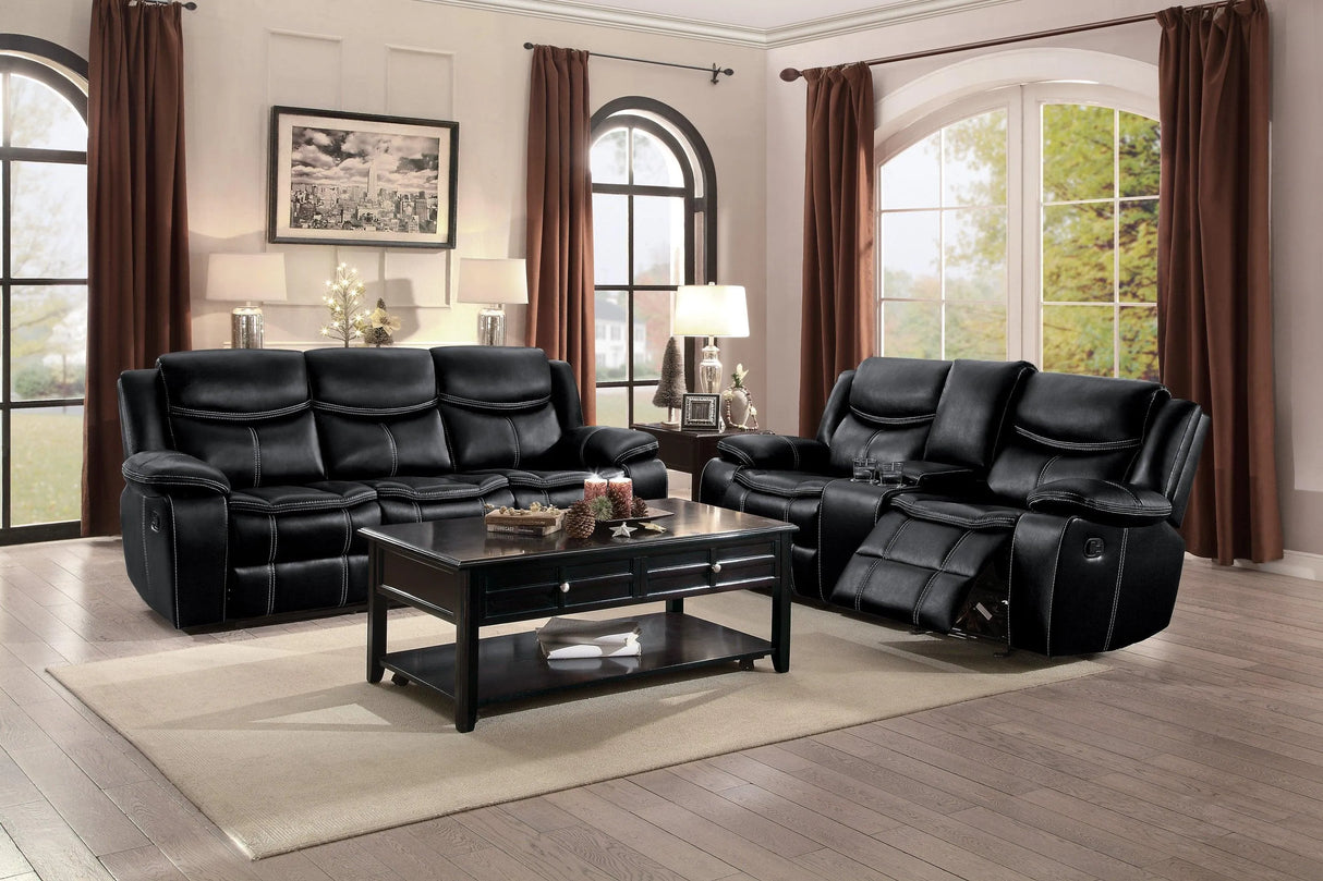 Bastrop Black Reclining Loveseat by Homelegance at Eve Furniture
