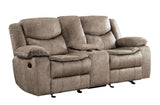 Bastrop Brown Fabric Double Glider Reclining Loveseat with Center Console by Homelegance at Eve Furniture