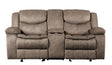 Bastrop Brown Fabric Double Glider Reclining Loveseat with Center Console by Homelegance at Eve Furniture