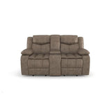 Bastrop Brown Fabric Double Glider Reclining Loveseat with Center Console by Homelegance at Eve Furniture