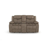 Bastrop Brown Fabric Double Glider Reclining Loveseat with Center Console by Homelegance at Eve Furniture