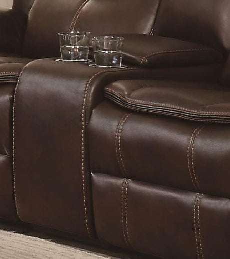 Bastrop Brown Reclining Loveseat by Homelegance at Eve Furniture