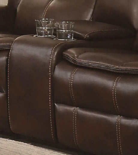 Bastrop Brown Reclining Loveseat by Homelegance at Eve Furniture