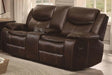 Bastrop Brown Reclining Loveseat by Homelegance at Eve Furniture