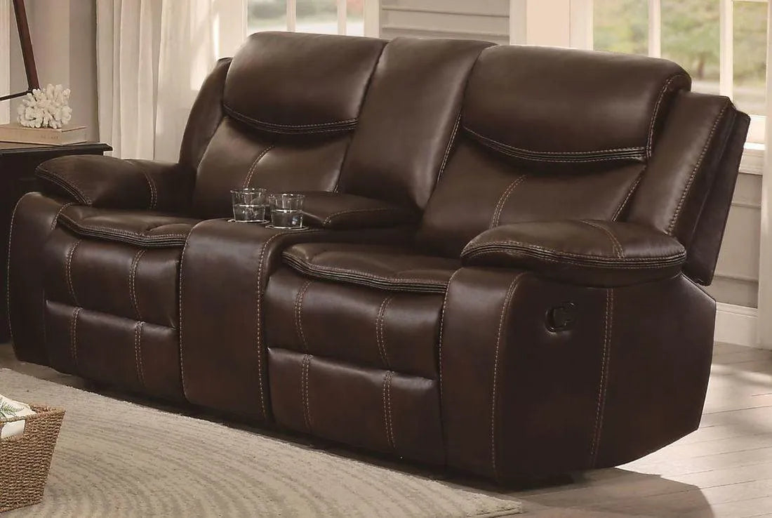Bastrop Brown Reclining Loveseat by Homelegance at Eve Furniture