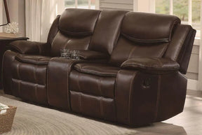 Bastrop Brown Reclining Loveseat by Homelegance at Eve Furniture