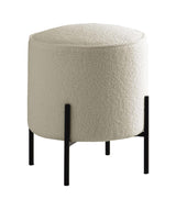 Basye Round Upholstered Ottoman Beige/Matte Black