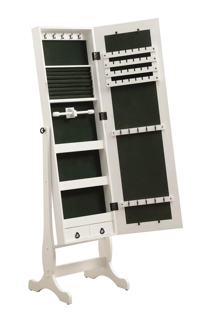 Batista White Jewelry Cheval Mirror with Drawers