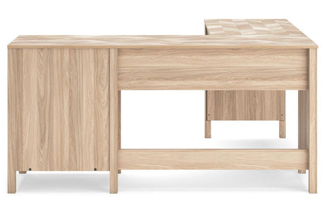 Battelle Tan 60" Home Office Desk with Return by Ashley at Eve Furniture