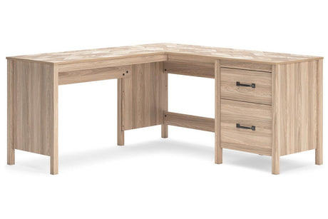 Battelle Tan 60" Home Office Desk with Return by Ashley at Eve Furniture