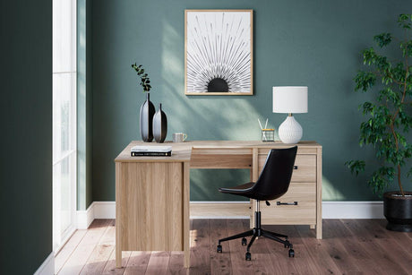 Battelle Tan 60" Home Office Desk with Return by Ashley at Eve Furniture