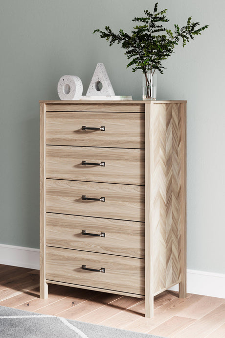 Battelle Tan Chest of Drawers by Ashley at Eve Furniture