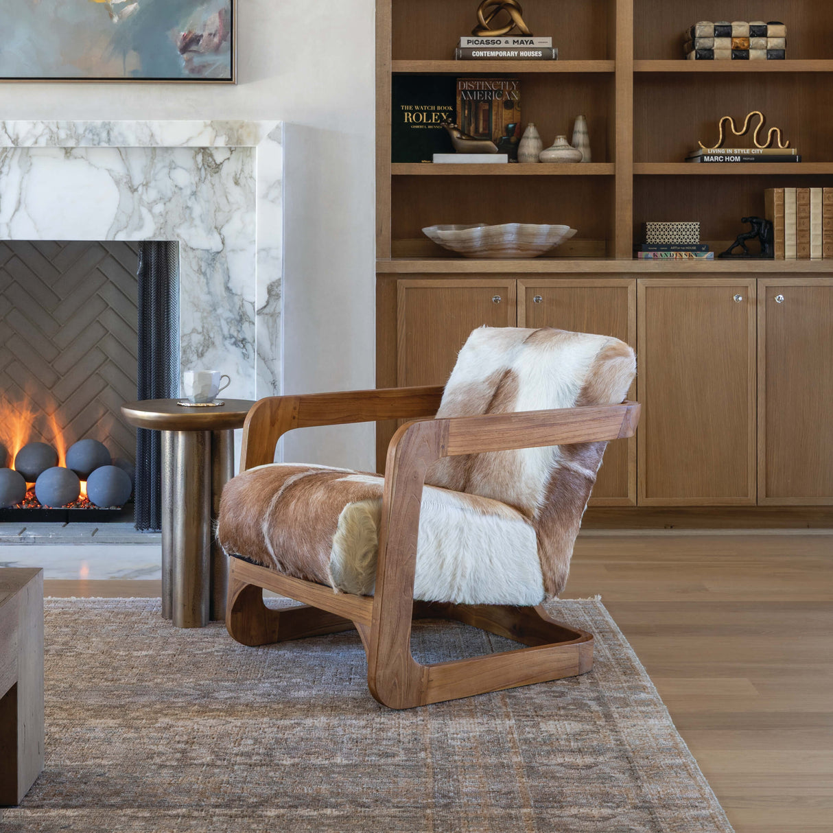 Bautista Chair, Brown and White by Dovetail at Eve Furniture