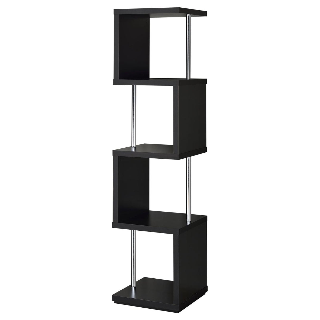 Baxter Black/Chrome 4-Shelf Bookcase