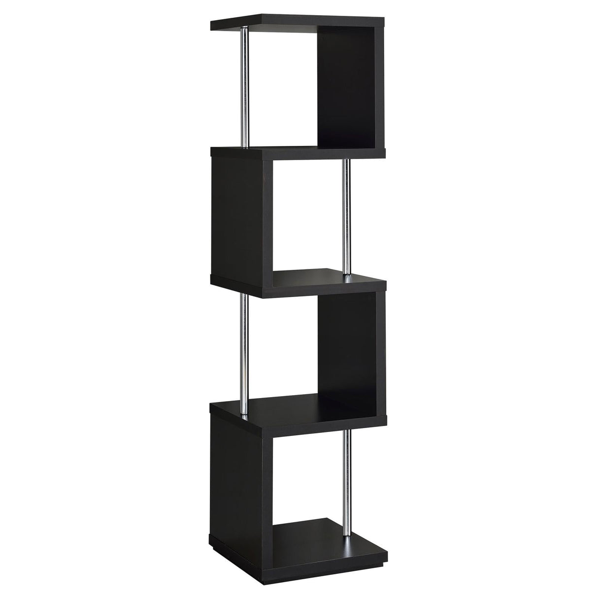 Baxter Black/Chrome 4-Shelf Bookcase