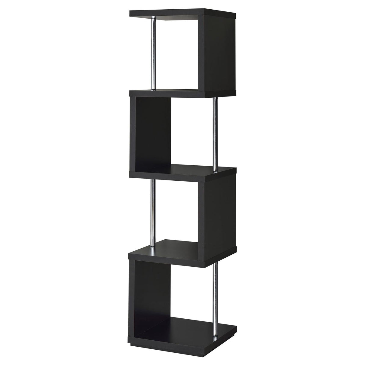 Baxter Black/Chrome 4-Shelf Bookcase