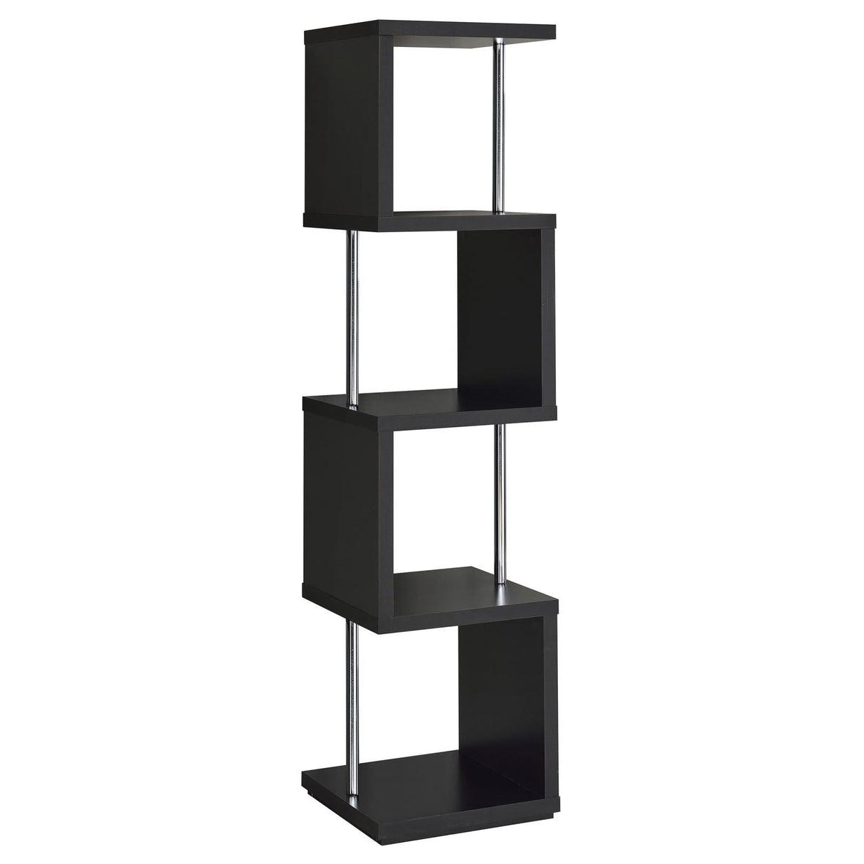 Baxter Black/Chrome 4-Shelf Bookcase