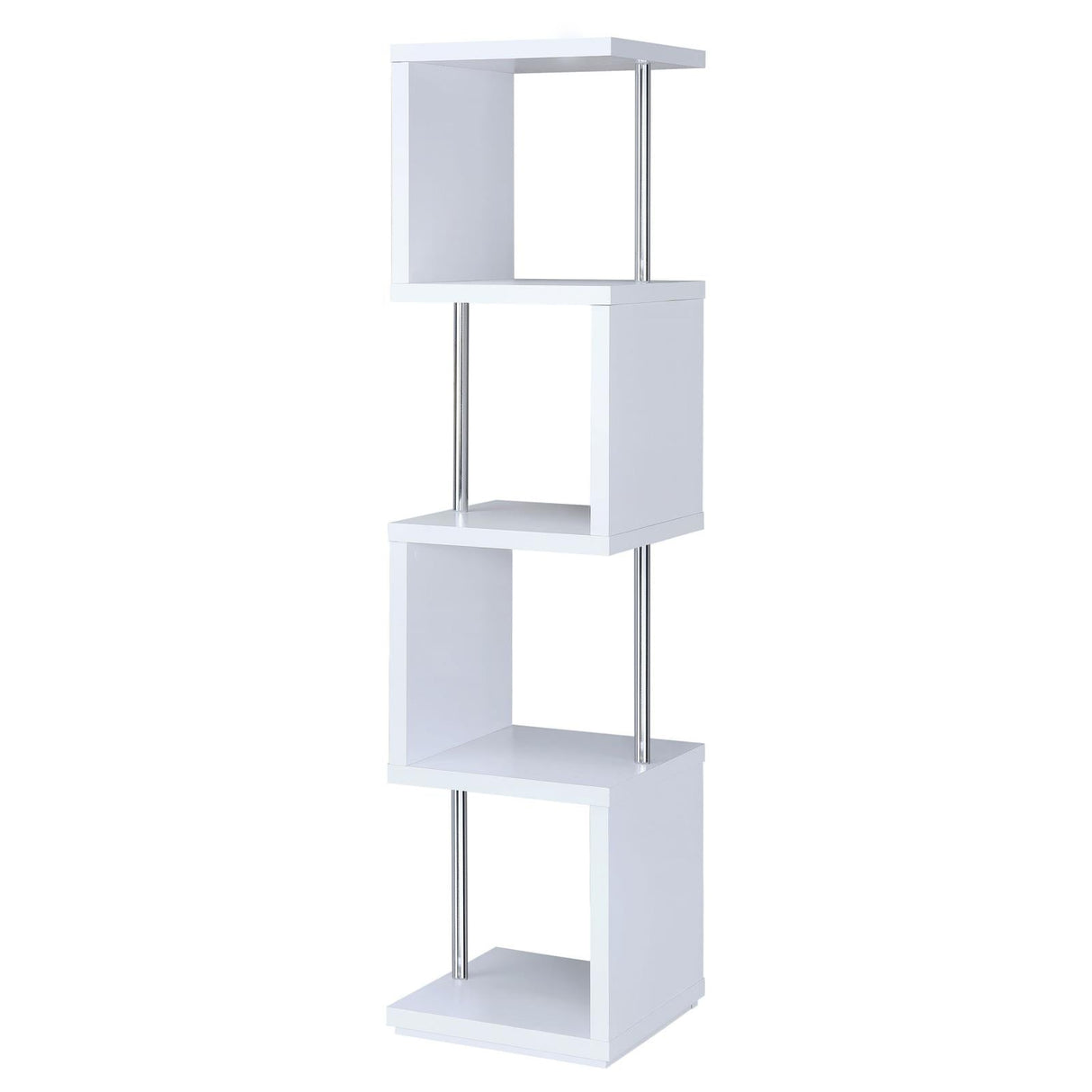 Baxter White/Chrome 4-Shelf Bookcase