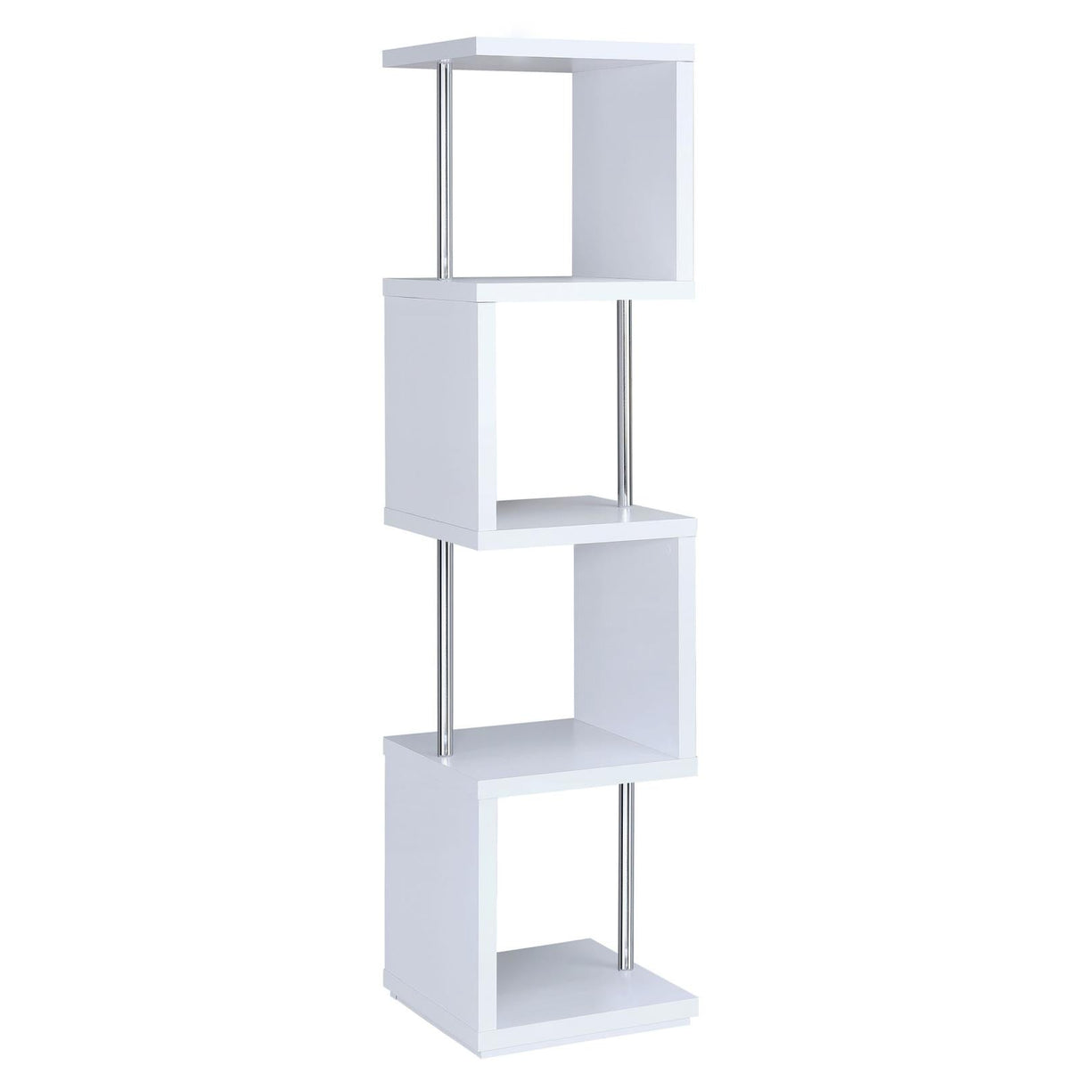 Baxter White/Chrome 4-Shelf Bookcase