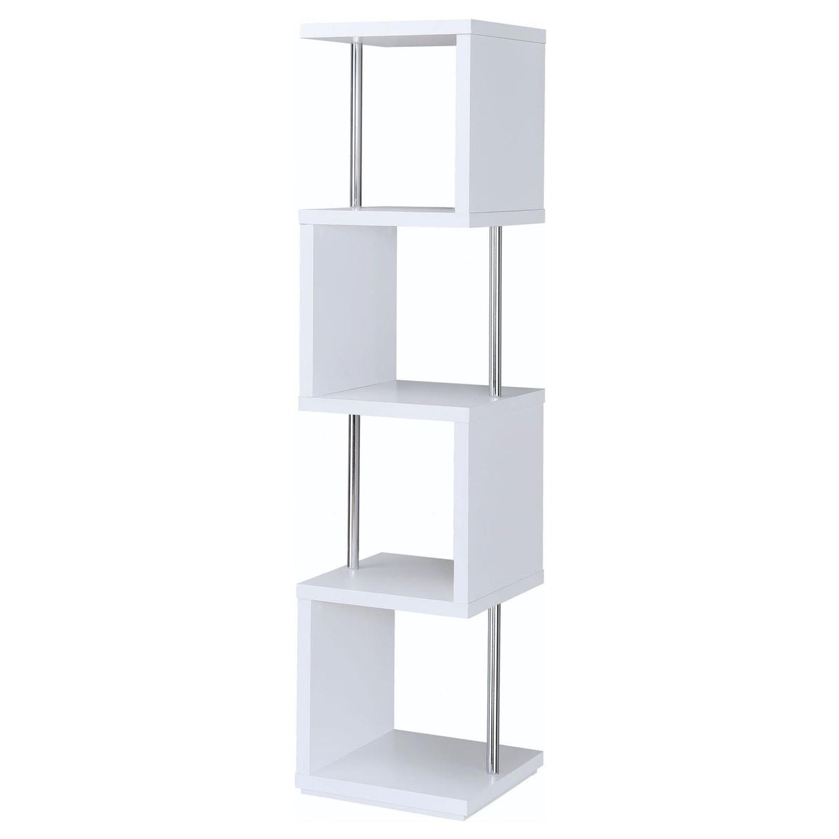 Baxter White/Chrome 4-Shelf Bookcase