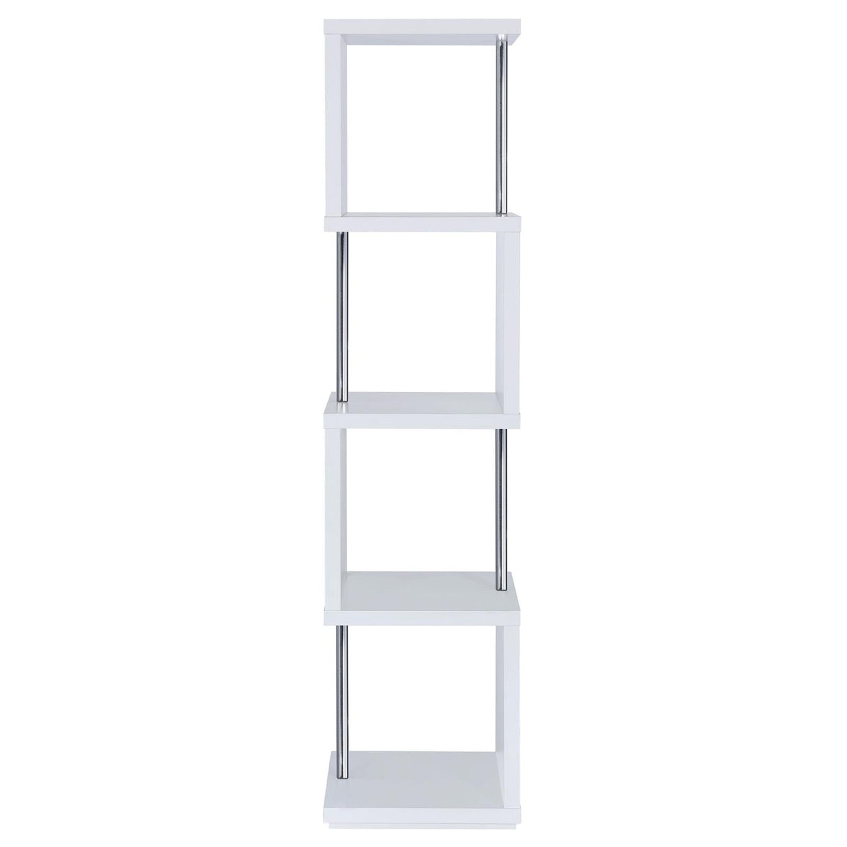 Baxter White/Chrome 4-Shelf Bookcase