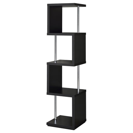 Baxter Black/Chrome 4-Shelf Bookcase by Coaster at Eve Furniture