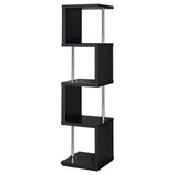 Baxter Black/Chrome 4-Shelf Bookcase by Coaster at Eve Furniture