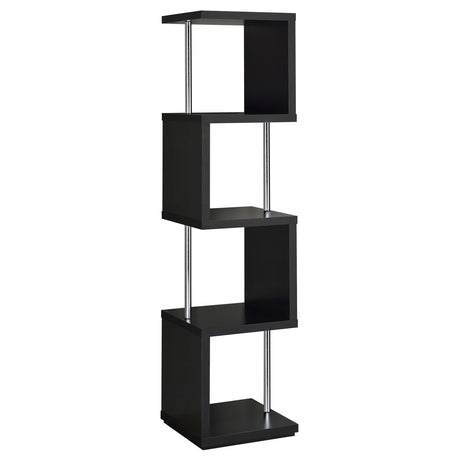 Baxter Black/Chrome 4-Shelf Bookcase by Coaster at Eve Furniture