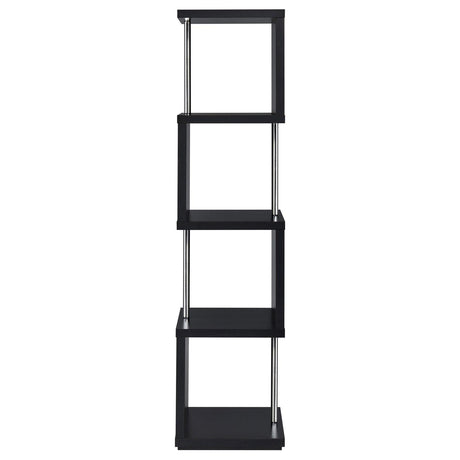 Baxter Black/Chrome 4-Shelf Bookcase by Coaster at Eve Furniture
